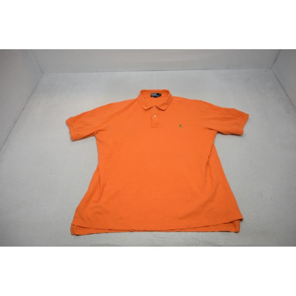 Polo Ralph Lauren Polo Shirt Mens 2XLT Orange Green Pony Logo Excellent